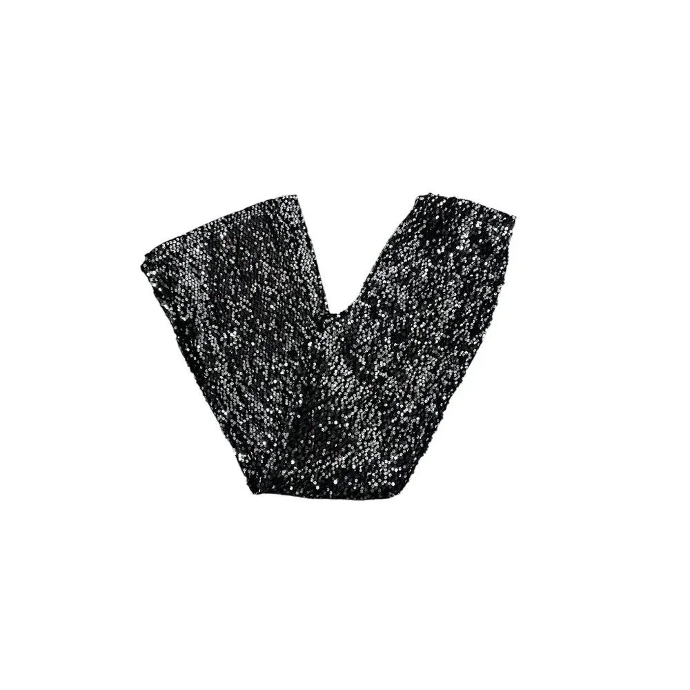 ✨ No Boundaries Black Sequin High-Waisted Flare Pants M ✨ - Picture 5 of 9